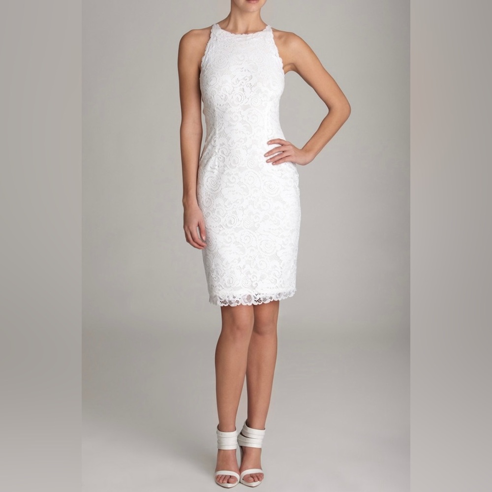 NEW Josie Natori White Dragon Lace Dress
